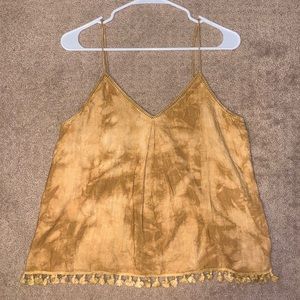 Moon River Orange-Yellow Tie-Dye Top with Tassels
